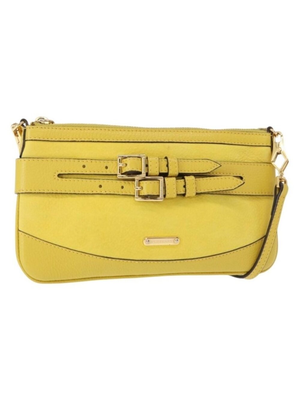 Authentic BURBERRY Shoulder Bag Leather Yellow gold